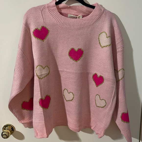 Grace and Emma Sweaters - New with tags Grace & Emma pink and gold heart sweater